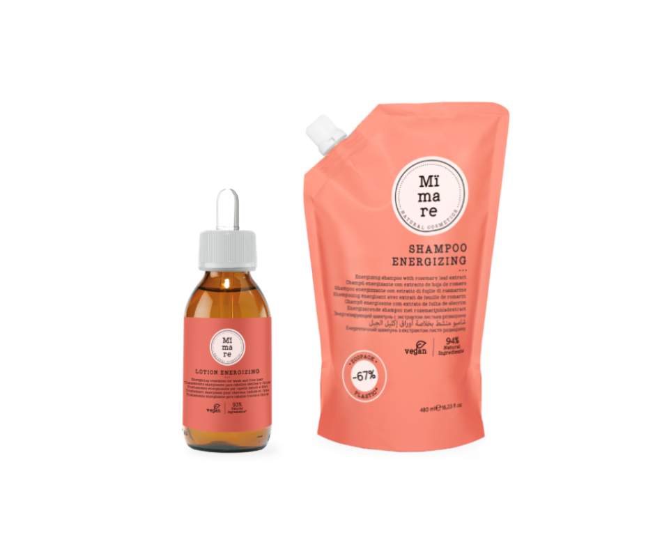 Rosmariiniga juuksekasvu soodustav komplekt:
Peanahka stimuleeriv šampoon rosmariiniga, 480ml
Energiat andev toonik rosmariiniga, 125ml
Šampooni aktiivained:
Ro
